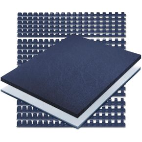 Binditek 60 Pack Binding Covers and Combs kit, Includes 20 Pcs 8Mil Clear PVC, 20 Navy Leather-Textured Heavyduty Polycovers, 20 Navy Binding Combs, for 8.5 x 11 in, Office Supplies