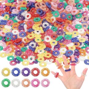 Nuogo 300 Pcs Acupressure Rings Spiky Sensory Finger Rings for Fingers Stress Relief Fidget Sensory Toys for Teens Adults Stress Reliever Massage