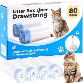 Self-Cleaning Litter Box Trash Bags, High-Capacity Waste Bags for Self-Cleaning Boxes - Odor Control, Durability, 80 Packs