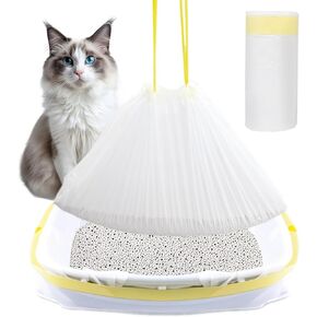 O2frepak 15 Counts 36"X18" Litter Box Liners,Heavy Duty Drawstring Cat Litter Bag Tear Resistant,Thickened Jumbo Litter Bag for Cat Litter Box