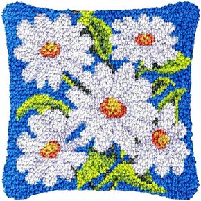 bositigo Latch Hook Kits for DIY Throw Pillow Cover, Colorful Handmade Pillow Case for Home Decoration, Festival Gift 17x17inch (Flower-BZ360)