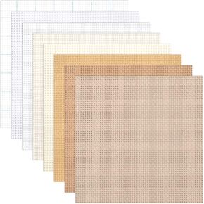 8 Sheets 8 Colors Aida Cloth 14 Count Cross Stitch Fabric, Pre-Cut Squares Fabric for Craft Embroidery, Handmade Needlework, DIY Handicrafts (Natural, 5.9×5.9 Inch)