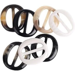 Jowxsx 6 Pcs 5CM Fashion Resin T Shirt Clips Simple Tee Shirt Rings Clasps Elegant Scarf Buckles Slides Waistband Neckerchief Clasps for Women Girls, Buckles, Fasteners Sewing Supplies