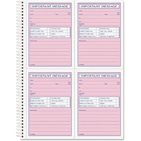 TOPS 4005 Important Message Book, 11-Inch x8-1/4-Inch, 200 Sets, PK/CY Paper