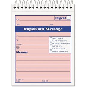 Tops 4010 Important Message Pad, 4-1/4-Inch x6-Inch, 50 Sets, PK/CY Paper