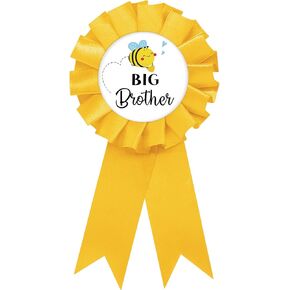 Bee Big Brother Tinplate Badge Pin, Brother to Bee Pin for for Boy, Birthday Boy Button, Yellow Rosette Happy Birthday Button for Bee Theme Baby Shower/Newborn Baby Party Favors