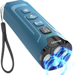 Dog Bark Deterrent Device - Ultrasonic Anti-Barking Devices with 3X Sonic Emitters, Up to 50FT Long Range & Rechargeable Bark Control - Safe for Dogs Training - Indoor & Outdoor (Blue)