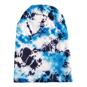 Men's Beanie Blue Black Tie Dye Winter Hat Hippie Skullie
