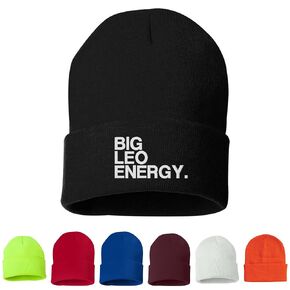 Big Leo Energy Embroidered Beanie, Skull Cap, Unisex Hat, Zodiac Sign, Astrology