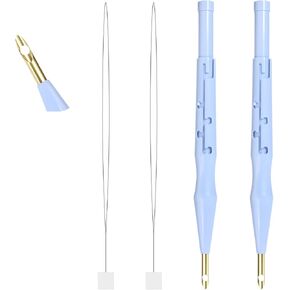 2 Pack Adjustable Felting Threader Needle Embroidery Punch Needle Pen Tool for DIY Handmade Art Crafts Embroidery Rug Stitching Applique Embellishment