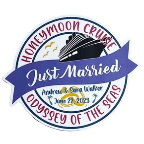 1 Honeymoon Cruise Door Magnet Sign, Just Married Newlywed Bride Groom, Cruising Princess Celebrity Carnival Wall Custom Keepsake Refrigerator