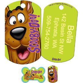 GoTags Cartoon Scooby-Doo Pet ID Tags, Personalized Engraved Dog Tags and Cat Tags with up to 4 Lines of Custom Text
