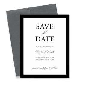 Custom Made Black and White Save the Date Wedding Invitations With Envelopes, Simple Save the Dates For Weddings, Elegant Save the Date Cards Personalized, Your choice of Quantity and Envelope Color