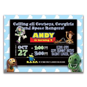 Personalized Toy Story Inspired Birthday Invitations, Envelopes Included with Printed Option, 5 inches by 7 inches, Multiple Quantity Options
