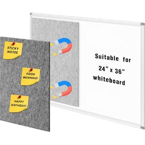 18" x 24" Magnetic Felt Board- Adsorbable for 36" x 24" Magnetic Whiteboard, Transform Presentation Whiteboard into Combo Board, Foldable for Office, Home, School DIY Use