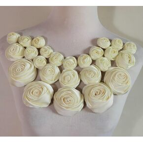 25pcs White Flowers Embroidered Sewing On Applique Floral Lace Patch Milk Fiber Sewing Trims Clothes Wedding Dress Craft DIY (White)