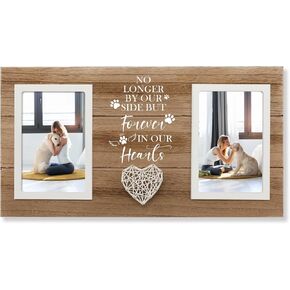 Pet Memorial Gifts for Dogs Cats, Dog Picture Frame for 4x6 Photo Loss of Dog Sympathy Gift Dog Remembrance Bereavement Gift No Longer by Our Side But Forever in Our Heart Photo Frame