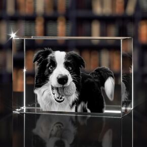 Crystal Photo Dog&Cat Memorial Gifts Personalized Gifts with Your Own Photo for Pet Lovers, Laser Etched Picture, Engraved Crystal, Customized Pet Memorial Gifts (Landscape, Small) in Kuwait