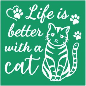 DGAGA My Cat is My Valentine Self-Adhesive Silk Screen Printing Stencils,Cat Pattern Reusable Screen Stencil for Crafts Pets Screen Printing Mesh Stencils Painting on Wood T-Shirt,Cup,Pillow Fabric