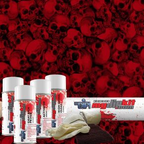 Red Dead Hedz Skulls - Hydrographics Film Kit - MyDipKit - LL-801-Red - Water Transfer Printing