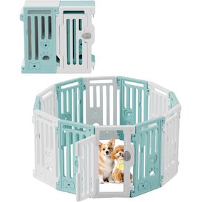 25.5 "دولة Playpen 9+1 لوحة جرو بلاستيكية Playpen لسياج الحيوانات الأليفة المحمولة الصغيرة/المتوسطة مع الباب