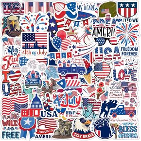 Patriotic Stickers - 50 Pcs Memorial Day Stickers Happy 4th of July Independence Labor Veterans Memorial Day Decorations 4th of July Decorations Gift Idea Kids Child Adult USA Flags American