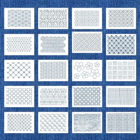20 Pcs Sashiko Stencil Traditional Quilting Stencils Wash Away for Crafts, Embroidery Stencil Geometric Line Stencils Kit, Quilting Templates for Sewing Hand Crafting Clothes (8.3 * 5.9Inches)