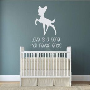 Nursery Wall Decals Bambi Love Song That Never Ends Vinyl Wall Art for the Kids Room, Daycare, or Playroom