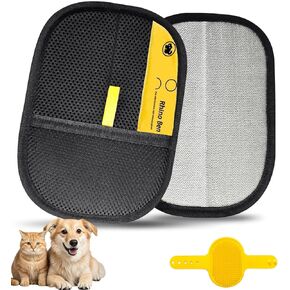 Rhino Ben Pet Hair Removal Gloves for Cats & Dogs, 2025 New Upgrade Efficient Electrostatic Gloves Pet Hair Removal + Silicone Pet Massage Brush, Reusable Pet Hair Remover Tool (1PCS)