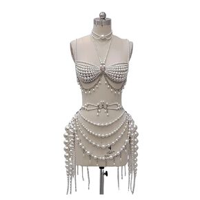 Pearl Body Chain Bra Crystal Body Jewelry