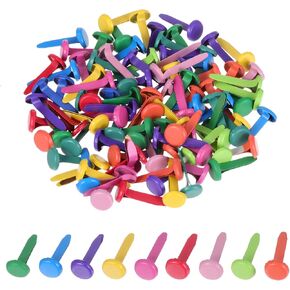 Bewudy 100 Pcs Multicolor Split Pins, Split Pins Round Scrapbooking Brads Mini Brad Fasteners Split-Pin for Paper Craft DIY Stamping Scrapbooking (0.3 x 0.6 Inch)