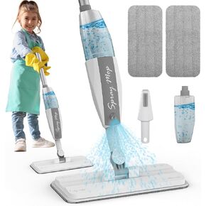 Toddler Cleaning Set That Really Works - Kids Spray Mop - Toddler-Size Small Mop with Real Squeeze Water Sprayer, Detachable Kids Mops, Interactive Cleaning Toys Gift for Boys & Girls