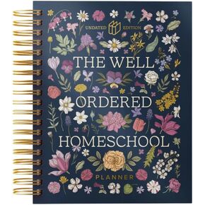 Planner | Undated | Gold Spiral Bound Hard Cover | 7 Day Week Planning | Up to 5 Children | Habits | Monthly Goals | 2023 | 9.5 x 9.5 inches
