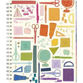 Inspired by Erin Condren 12-Month Teacher Planner (Jul 2025 - Jun 2026), 9"x11" Weekly and Monthly Lesson Planner, 70 Lb. Text Weight Paper, School Supplies Covers, Pewter Wire-O Spiral Binding