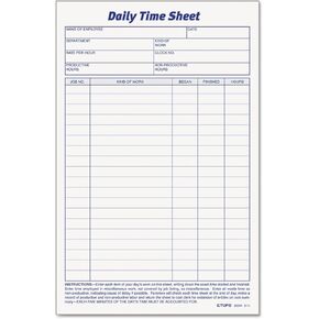 TOPS 30041 Daily Time Sheets, 6-Inch x9-1/2-Inch, 100 Sheets/Pad, 2PD/PK, White