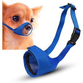 Dog Muzzle, Small Soft No Barking Dog Muzzle for Puppy Dogs,Short Snout Adjustable Mesh Muzzle for Chihuahua Yorkshire Terrier Grooming Vet Visits, Prevent Biting Chewing Fighting (Size:XXS)