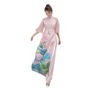 C12 Pink Flowers Ao dai with flowers Vietnam Vietnamese Traditional Ao Dai For Women, Ao Dai For Women, Vietnamese Dress For Women, Ao Dai Dress For Women ao dai Tet Lunar New Year (3XL)