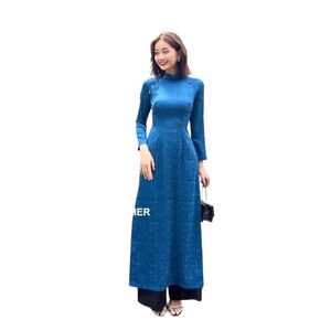 F5 Ao Dai Gam No Pants Ao dai Vietnam Vietnamese Traditional Ao Dai For Women, Ao Dai For Women, Vietnamese Dress For Women, Ao Dai Dress For Women ao dai Tet Lunar New Year (M, White)