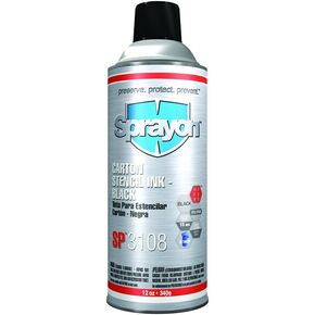 Sprayon S03108000 16-Oz. Black Aerosol Stencil Ink, 16 Oz (Pack of 12)
