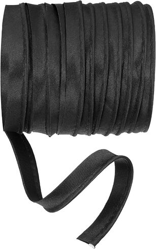 YELARXI Maxi Piping Bias Tape, 5 Yards Piping Trim with Cord Satin Binding Lip Cord Trim Fit for Sewing Garment Webbing Trimming Crafts Decorating - (Black) in Saudi Arabia