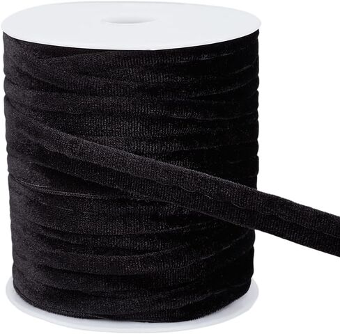 BENECREAT 18Yards Black Velvet Piping Bias Tape, 0.47inch Wide Lip Cord Trim Piping Trim with Welting Cord for Sewing Clothing Upholstery Trimming in Kuwait