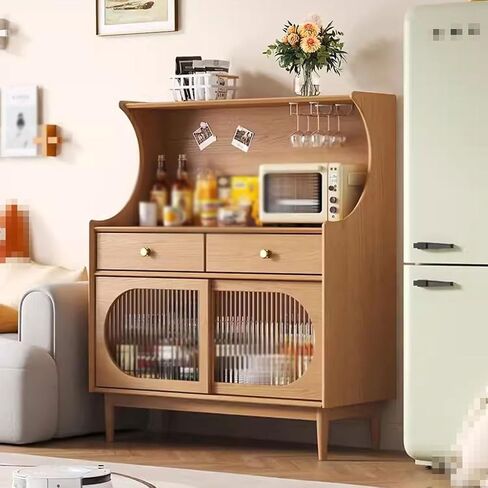 Sideboard Cabinet Retro Solid Wood Dining Sideboard Simple Storage Cabinet Living Room Tea Cabinet Kitchen Dining Sideboard Sideboard Cabinet with Drawers in Saudi Arabia