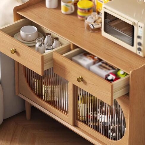 Sideboard Cabinet Retro Solid Wood Dining Sideboard Simple Storage Cabinet Living Room Tea Cabinet Kitchen Dining Sideboard Sideboard Cabinet with Drawers in Saudi Arabia