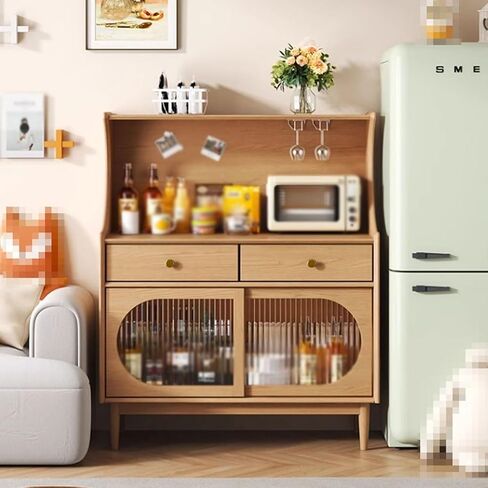 Sideboard Cabinet Retro Solid Wood Dining Sideboard Simple Storage Cabinet Living Room Tea Cabinet Kitchen Dining Sideboard Sideboard Cabinet with Drawers in Saudi Arabia