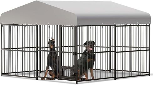 10x10x6FT Large Dog Kennel Outside Dog Playpen Outdoor Dog Enclosures with UV-Resistant Waterproof Roof Covered Dog House Outdoor,Lock,for Medium and Large Dogs,Easy Assembly in Saudi Arabia