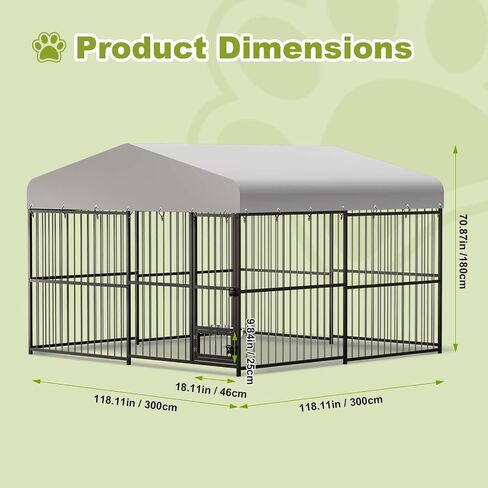 10x10x6FT Large Dog Kennel Outside Dog Playpen Outdoor Dog Enclosures with UV-Resistant Waterproof Roof Covered Dog House Outdoor,Lock,for Medium and Large Dogs,Easy Assembly in Saudi Arabia