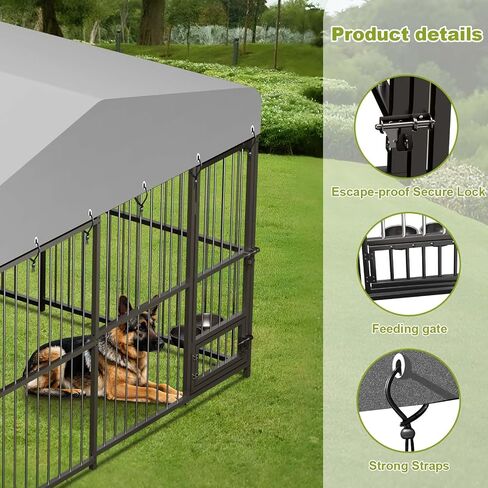 10x10x6FT Large Dog Kennel Outside Dog Playpen Outdoor Dog Enclosures with UV-Resistant Waterproof Roof Covered Dog House Outdoor,Lock,for Medium and Large Dogs,Easy Assembly in Saudi Arabia