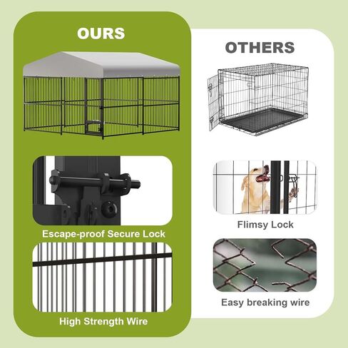 10x10x6FT Large Dog Kennel Outside Dog Playpen Outdoor Dog Enclosures with UV-Resistant Waterproof Roof Covered Dog House Outdoor,Lock,for Medium and Large Dogs,Easy Assembly in Saudi Arabia