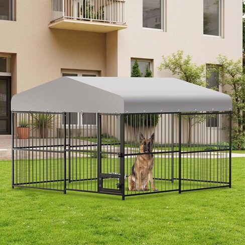 10x10x6FT Large Dog Kennel Outside Dog Playpen Outdoor Dog Enclosures with UV-Resistant Waterproof Roof Covered Dog House Outdoor,Lock,for Medium and Large Dogs,Easy Assembly in Saudi Arabia