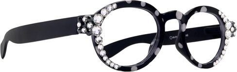 Dotty Chic ، نظارات القراءة المستديرة للنساء للنساء مع نمط البولكا-نقطة بلورات أوروبية أصلية +1.25 +3 NY Fifth Avenue (3.50) in Saudi Arabia